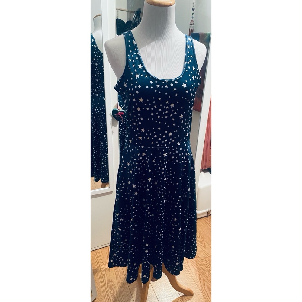 Blackmilk velvet superstar blue and white star midi dress size medium